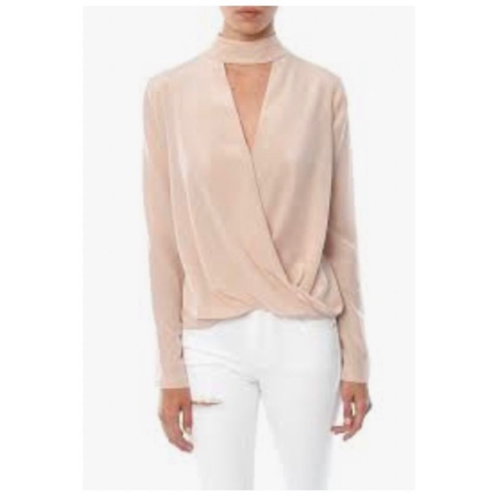 Emerson Thorpe Nude Blush 100% Silk Drape Dixie Blouse NWT S